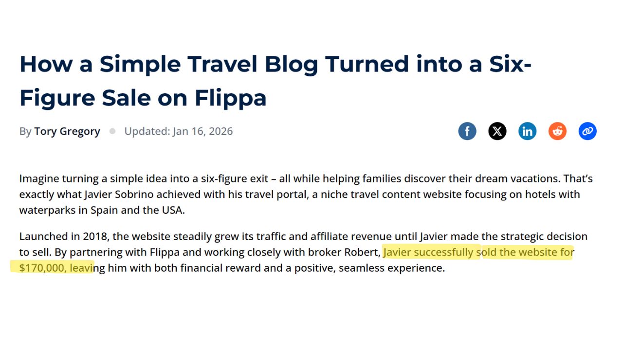 Venta de uno de mis blogs de viajes